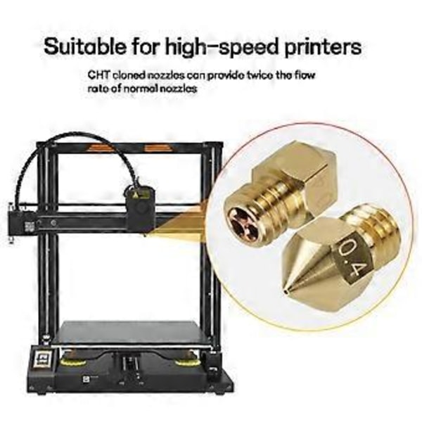 MK8 Extruder Munstycke Hotend Clone-CHT Munstycke 0.4mm Mässingsmunstycke Högt Flöde för Ender3/3 Pro 3D-skrivartillbehör