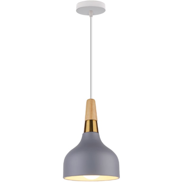 Modern hängande lampa metall trä hängande taklampa inomhus ljuskrona grå