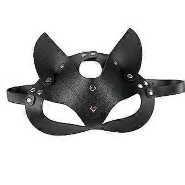 Dame Kat Design Kunstlæder Halv Ansigt Maske Halloween Fest Rekvisitter