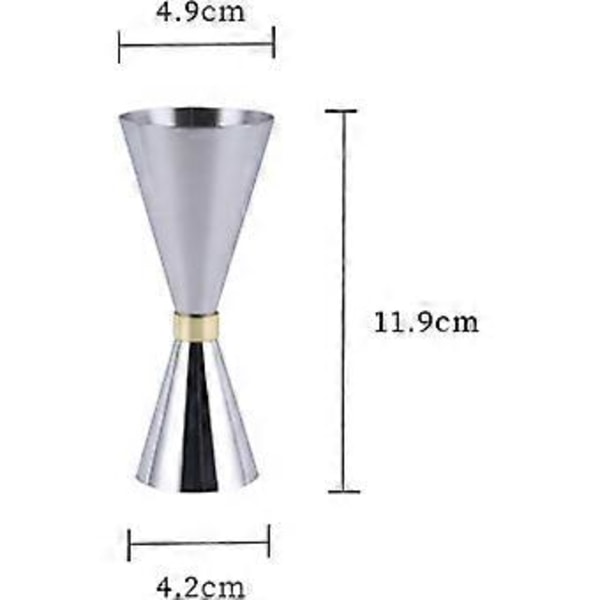 Cocktailmåler, Dobbelt Sidet Cocktailmåler i Rustfrit Stål, Sølv Målekop Til Professionel Bartender 30ml X 45ml Målekrus Hy