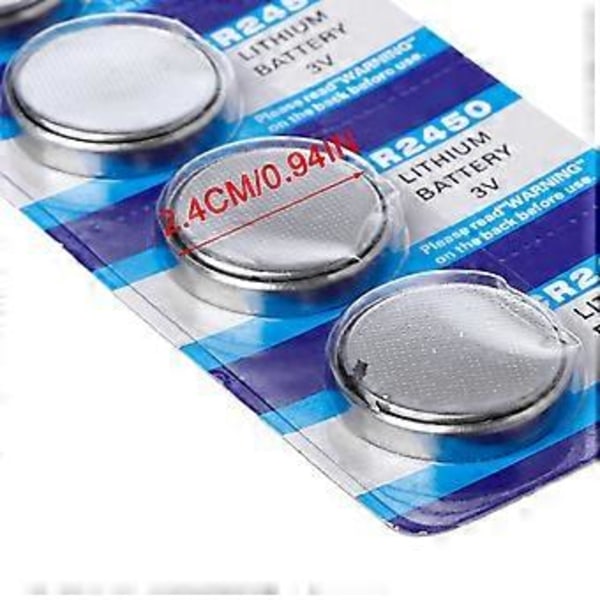 3V CR2450 Knapcelle Batterier Engangs Batteri Dele til Fjernbetjening Ur Lommeregnere - 5 Stk/ark