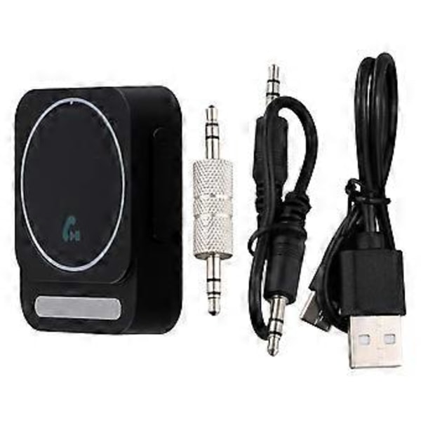 Bluetooth 5.3 AUX Biladapter Bluetooth Audio Mottaker Støyreduserende Bilmusikkadapter Innebygde Mikrofoner Håndfri Svart