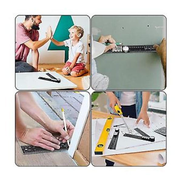 2 kpl Digitaalinen Kulmamitta Protractor 2 in 1 Kulmamittaviivain LCD-näytöllä DIY Mittaukseen