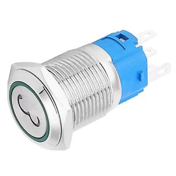 2st Momentan Metall Tryckknapp Flat 5 Pins 16mm Monteringshål med LED och Siffra 3Grön 24VDC