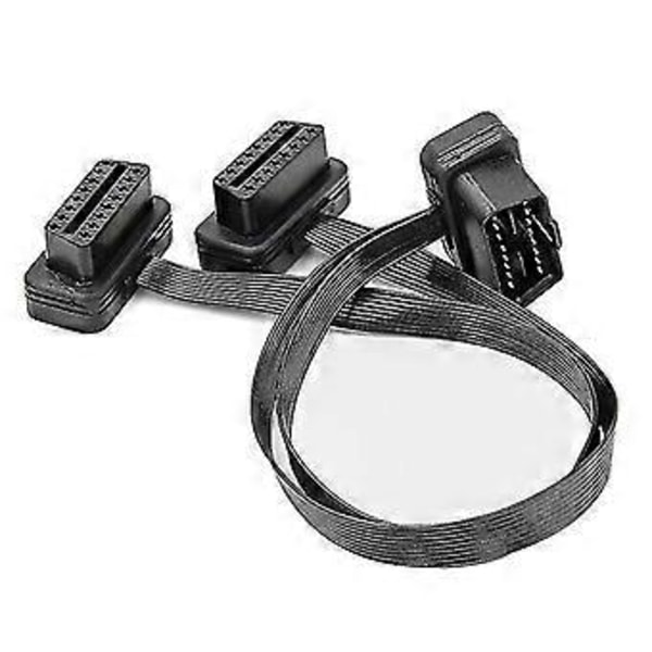 Obdii Förlängningskabel Dubbelkontakt Y-splitter Obd Obd2 16pin Hane till Hona Anslutning Platt+tunn För