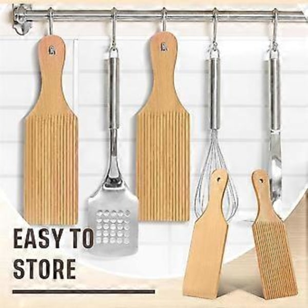 3 stk. Gnocchi Brætter og Træsmør Paddle til Rulning af Dej 23 x 7 cm Gnocchi Paddle Pasta Fremstillingsværktøjer Rulle