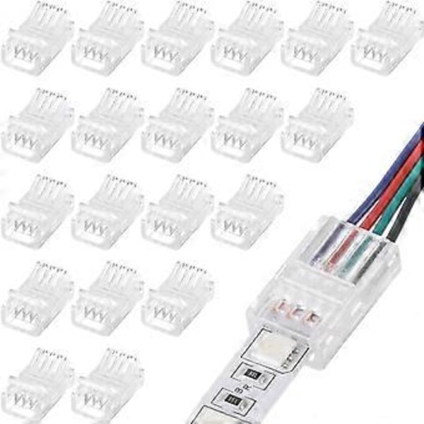 LED Lys Strip Stik 20 Vandtætte LED Adapter Stik Loddefri LED Lys Strip Stik 4 Pin 10mm