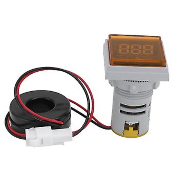 AD16-22FSAY Digital Amperemeter, AC 220V Fyrkantig Strömmätare med Gul Signalindikatorlampa, Hög Precision & Enkel Installation för Elektriska Applikationer