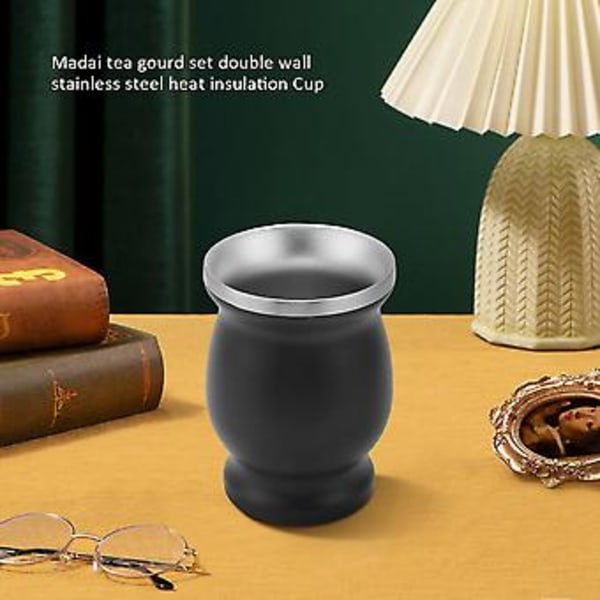 Yerba Mate -kurpitsasarja, kaksiseinäinen ruostumaton teräksinen teekuppi ja Bombilla, 2,4 dl, Bombillat Yerba Mate -pilli