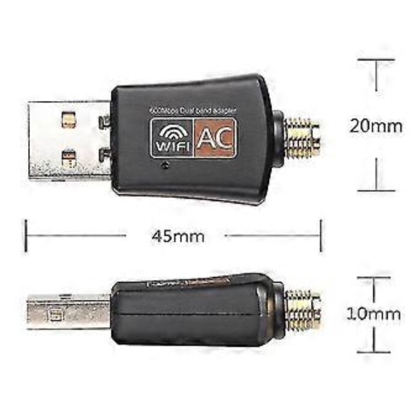 USB Trådløst Nettverkskort, WiFi Bluetooth USB Adapter For PC Trådløs Dongle 600Mbps Dual Band 2.4G/5.8G USB Wifi Adapter Wifi Dongle Wifi Mottaker For