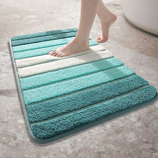 Badrumsmatta Mjuk Absorberande 40x60cm Duschmatta Halkfri Modern Maskintvättbar Grön