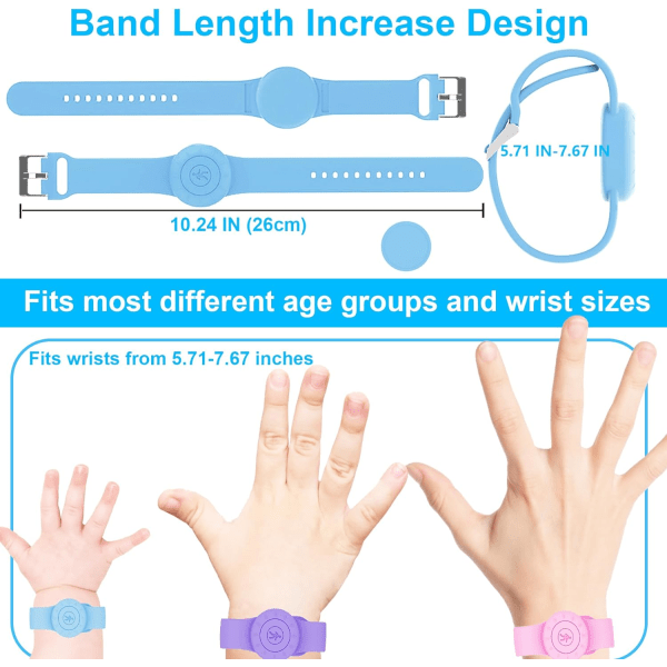 2-pack IPX8 vattentätt AirTag armband för barn (blått, lila)