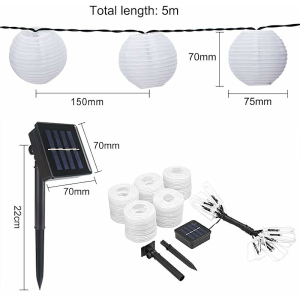 Solcells drivna LED-lyktsträngslampor, IP65 vattentät 20LED trädgårds LED-lyktsträngslampor, inomhus och utomhus för fest, jul, De