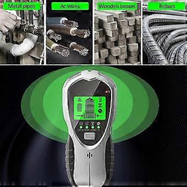 Kabel Finder Vægscanner Detektor 4 I 1 Multifunktionel Med LCD Display Lydalarm, Metal Detektor