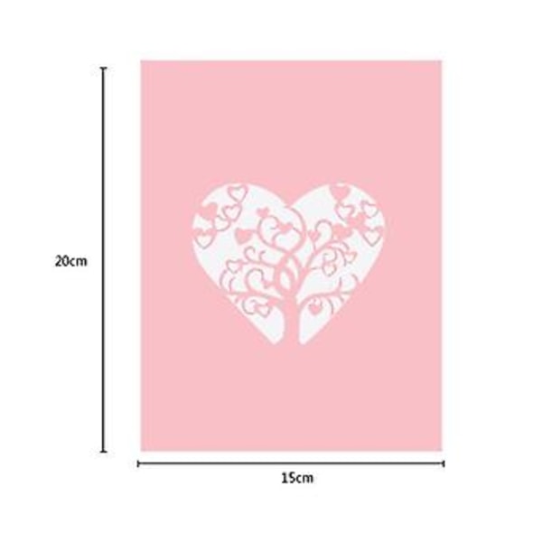 3D Romantisk Pop Up Kort Elskere Rødt Hjerte Træ, Jubilæumskort, Valentinsdagskort (4-d-1)