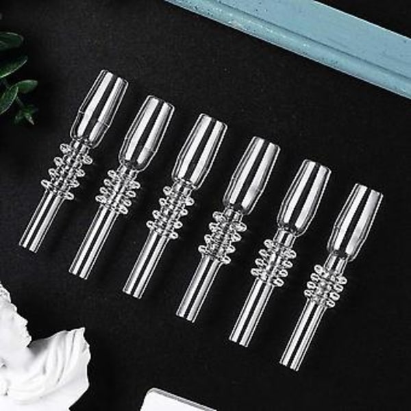 6 Stykker Klar Kvarts Rør Tip Kvarts Rør Sugerør Glas Sugerør Genanvendelige Sugerør Kvarts Tip (14 Mm)