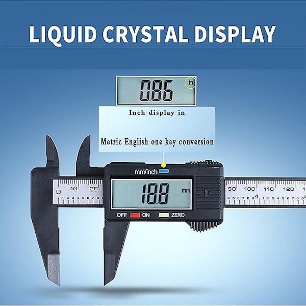 Digitaalinen mitta 150mm/6 tuumaa, elektroninen digitaalinen mittaharppi suurella LCD-näytöllä ulkomikrometrin, sisä- ja syvyysmittaukseen