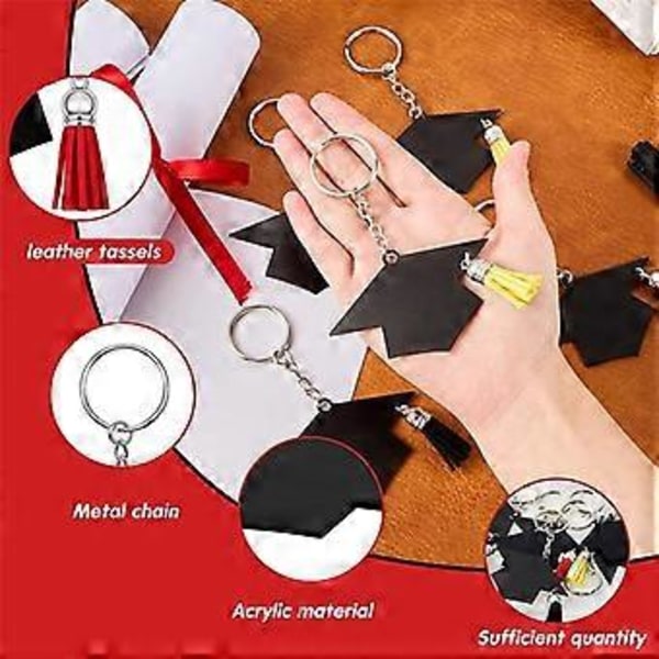 24 stk. Graduation Cap Charm Nøkkelring Anheng Dusker Nøkkelring Festgave Klasse 2023 Graduation Gaver