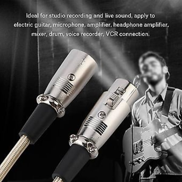 3-nastainen XLR uros - XLR naaras mikrofonikaapeli, johdin 1 metri / 3,3 jalkaa