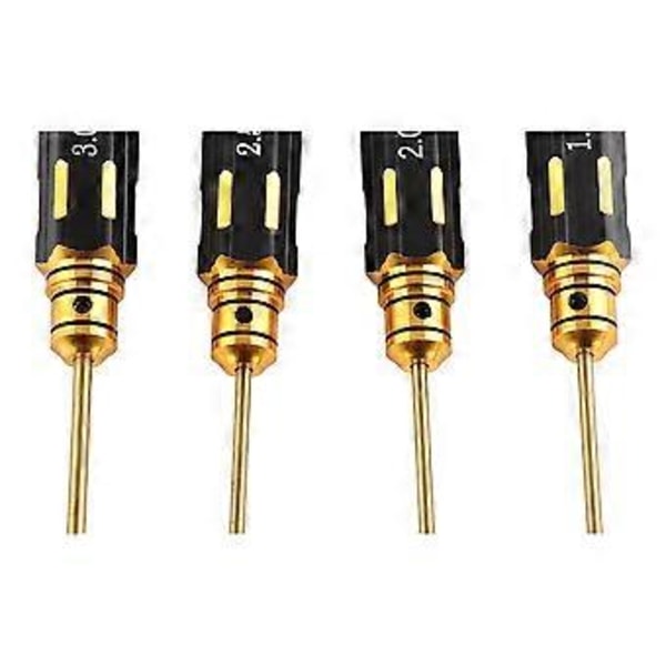 4 KPL Titaanipinnoitettu Mallilentokoneen Ruuvimeisseli Musta 1,5 mm / 2,0 mm / 2,5 mm / 3,0 mm