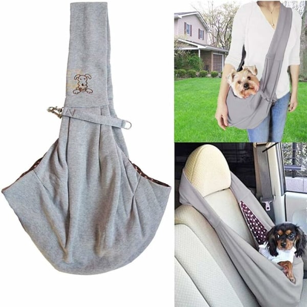 Cat/Dog Carrier, Single-Shoulder Sling Carrier Bag for Dog and Cat Pet Sling Bag Carrier Holder, Gray-Fei Yu