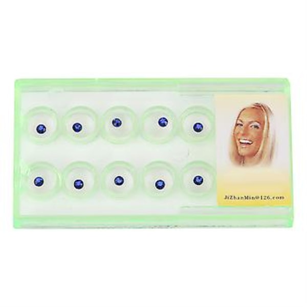 10 stk./æske Klar Dental Tand Negledekoration Krystal Ædelsten Rhinestone Blå