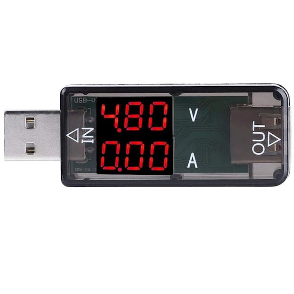 USB-tester multimeter, 3,2-10V 0-3A USB digital strøm- og spændingstester måler voltmeter amperemeter 0,01 nøjagtighed multimeter oplader