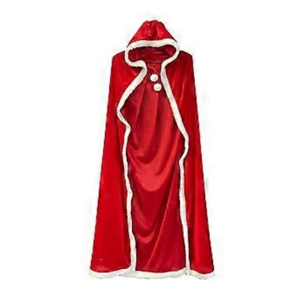 Julekappe Julemandskappe Voksen Julekappe til Kvinder Jule Halloween Kostume Kappe Hætteklædt Udklædning 150cm