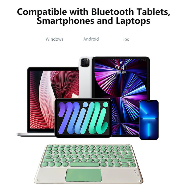 10-tommers Bluetooth-tastatur Touch, ultratynn trådløst Bluetooth-tastatur med pekeplate, innebygd oppladbart