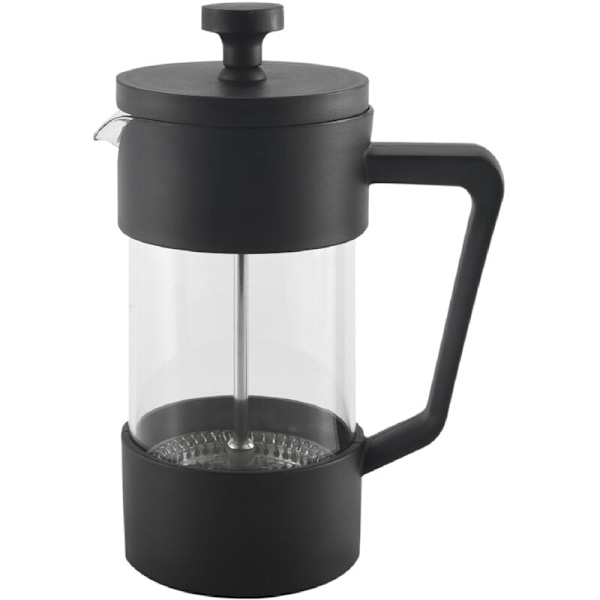Fransk press kaffebryggare och tebryggare, tjockat borosilikatglas kaffepress rost och diskmaskinssäker, svart