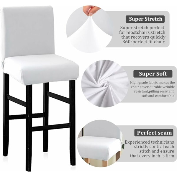 Stretch Bar Chair Cover, Universal Tvättbar Bar Matstol Överdrag, Bar Pall Skydd med Ryggstöd, Modern Stol Överdrag(Cappuccino,Set of 4)