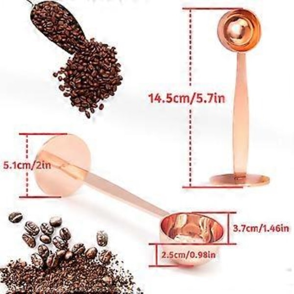 Ruostumattomasta teräksestä valmistettu kahvilusikka 2-in-1 Espresso mitta ja Tamper lusikka Espresso koneen uskollinen kumppani
