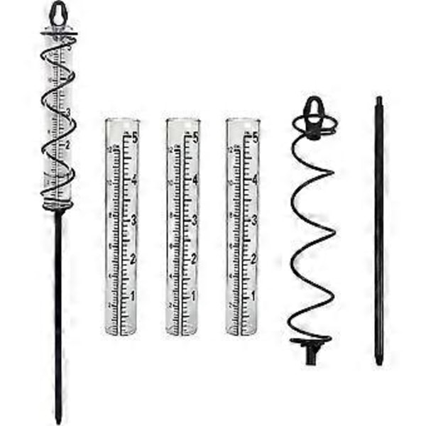 5 tommer Kapacitet Glas Spiral Regnmåler - 3 stk. 5 tommer Udskiftningsglas Regnmåler - Hængende Regnmåler - Have Regnvandsmåler Måling Med Metalramme