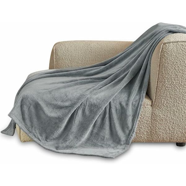 Fleecefilt Soffa Överkast - Grå Soffa Överkast 150x200, Mjuk och Varm 2 Personers Flanell Soffa Överkast