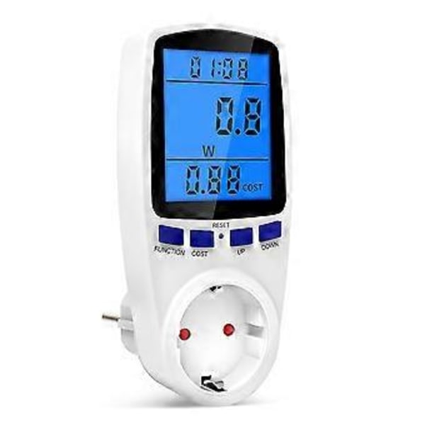 Digital Wattmeter for Stikkontakt Strømforbruk Watt Energimåler Kwh Ac 230v Elektrisitet Med Bakgrunnsbelysning EU Plugg