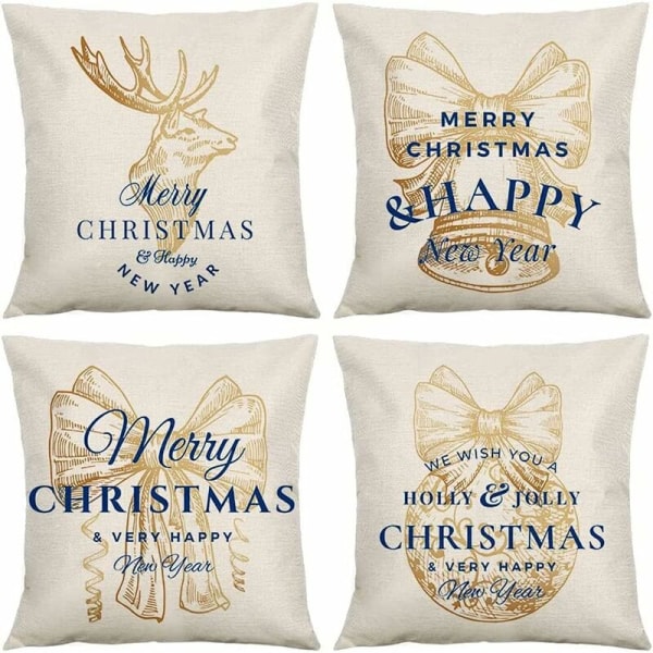 4 STK juletema pudebetræk, Snefnug pudebetræk, julepudebetræk, julepudebetræk, julepudebetræk til sofa