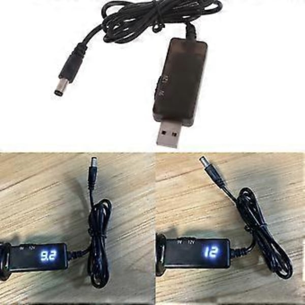 USB till DC5521 Strömomvandlare Kabel med Justerbara Spänningsregulatorer för WiFi-Router, Fläkt eller Lampor (5V-9V/12V)
