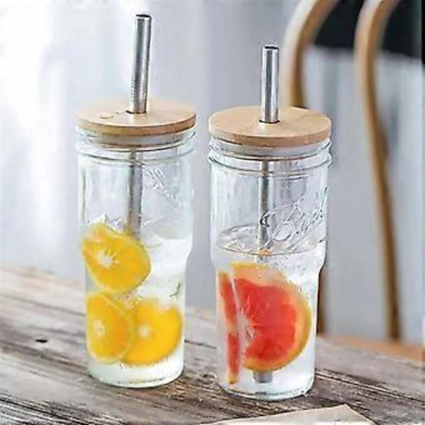 700 ml/24 oz Kall dryckeskopp med bambulock, transparent tedryckesbehållare, retro mugg för hemmafest, bar, cocktail