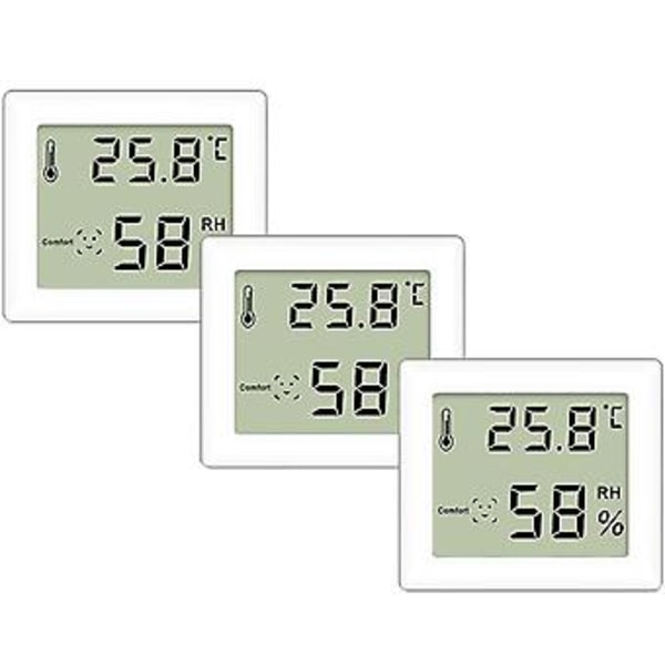 3-pack Termo-hygrometer, Ultratunn Termometer och Hygrometer, Digital Hygrometer, Inomhus Termometer för Vertikal eller Väggmontering