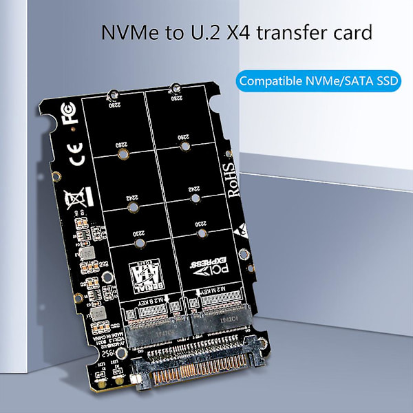 Adapter för M.2 SSD till U.2 2-i-1 för M.2 Nvme och Sata-buss Ngff SSD till Pci-e U.2