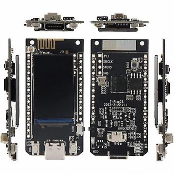 For T-c3 Board Dual Mcu Rp2040 Esp32-c3 Wifi+bt4.2 Trådløst Wifi Modul Med 1.14-i