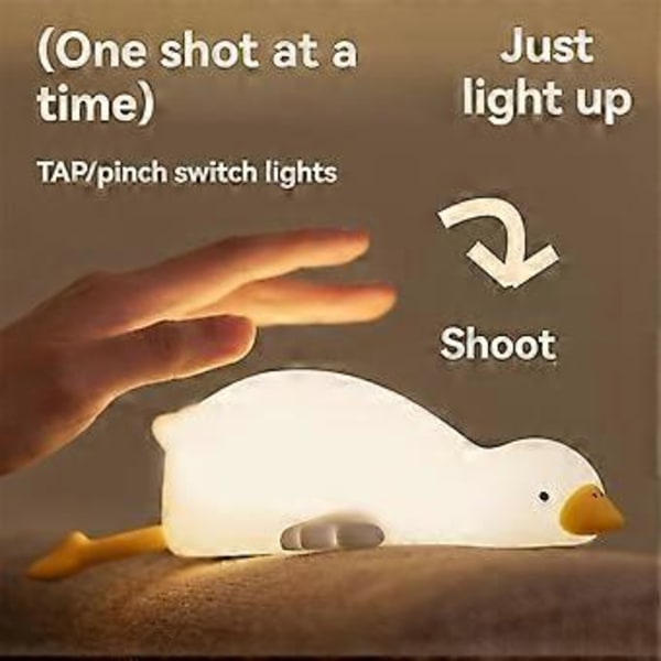 Stor Hvid Gås Natlampe Børne Sengelampe Sjov Klap Lampe USB Genopladelig Blødt Lys Øjenbeskyttelse Sovelampe