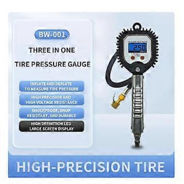 Digital däcktrycksmätare med display Högprecisionsövervakning Inflator Bilventil Universal reparationsverktyg -001