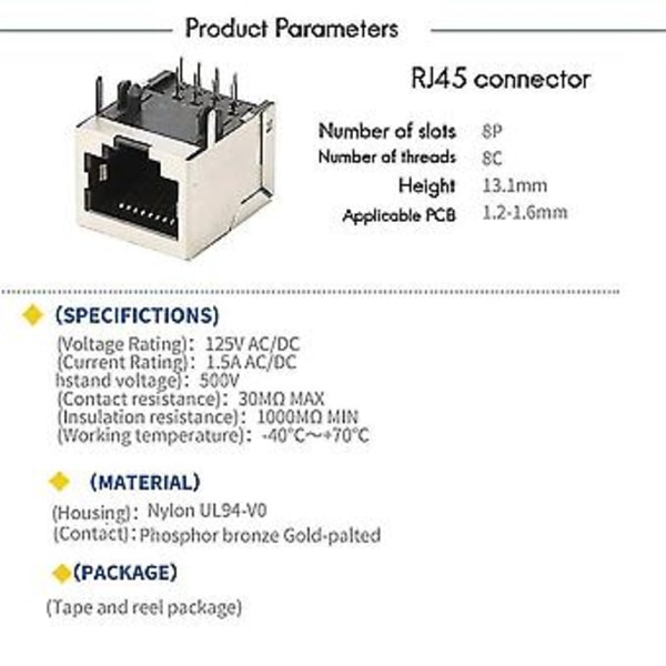 20 stk. RJ45-kontakt 8-pinners kabelgrensesnitt skjermet kontakt