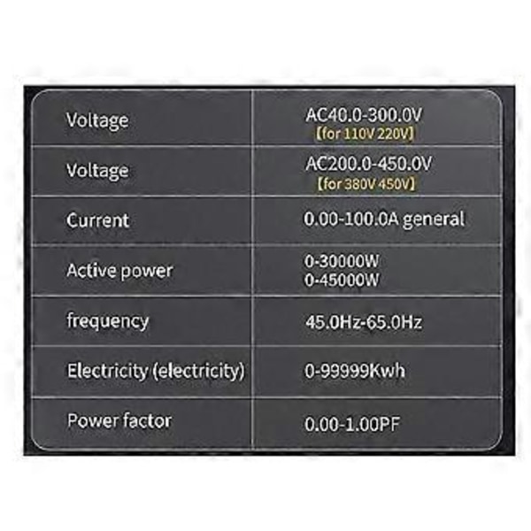 Din Skinne AC Monitor 6i1 250-450v 100a Spænding Strøm Effektfaktor Aktiv Kwh Elektrisk Energi Frekvens