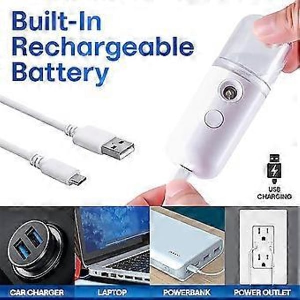 USB-laddning Nano Sprayer Vattendroppe Mini Bärbar Handhållen Återfuktande Instrument Befuktande Ånga