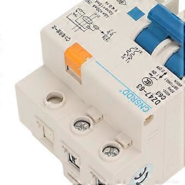 63A Strömbrytare 2P Läckageskydd Luftbrytare DIN-skena Montering Miniatyr Strömbrytare 400V