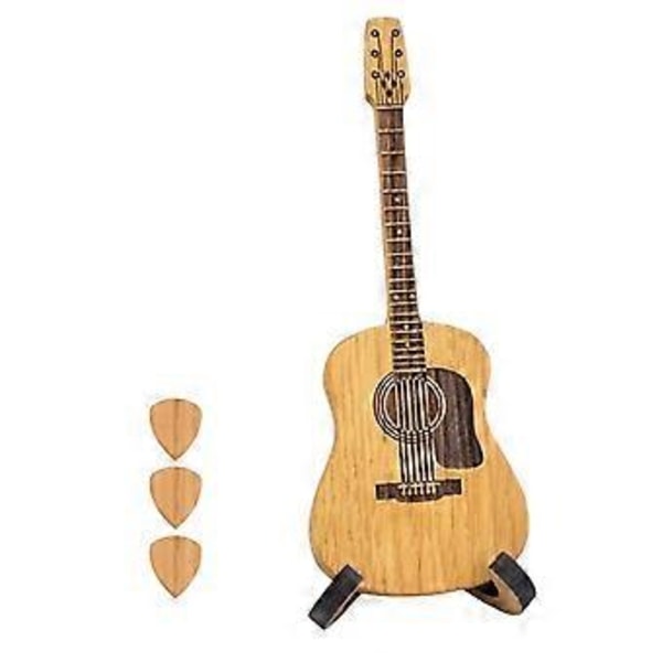 Akustisk gitarrplektrumbox i trä med ställ, portabel handgjord förvaringsbehållare för gitarrplektrum, gitarrtillbehör