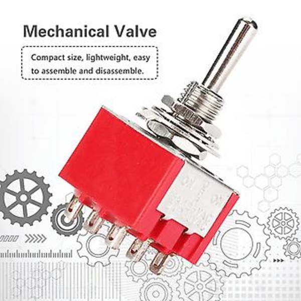 5 st MTS-303 Mini Toggle Switch 3PDT 9 Pin 3 Lägen På AV på
