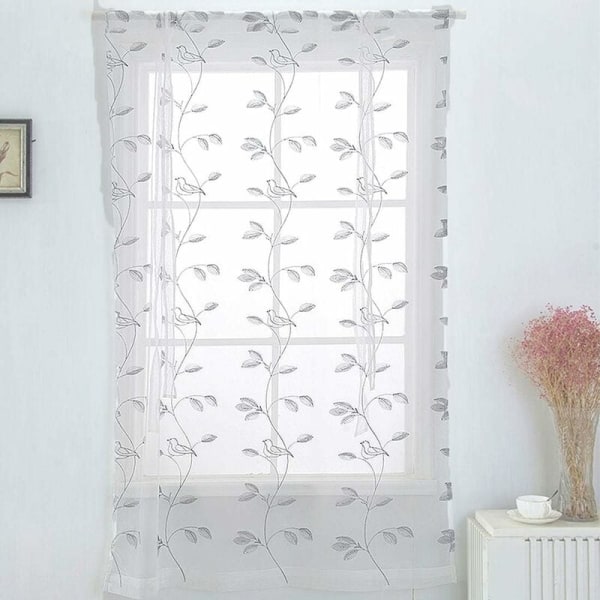 Romerske rullegardiner Voile gjennomsiktig stoff kort gardin for lite vindu soverom stue kjøkken 60X120cm (hvit)
